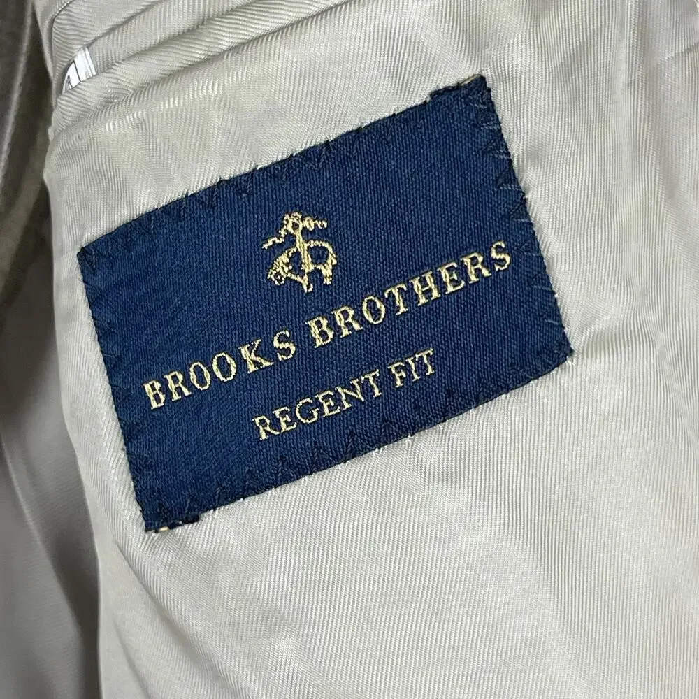 Brooks Brothers‎ Regent Fit Blazer Sport Coat Mens 42R Beige Wool Ramie 2 Button
